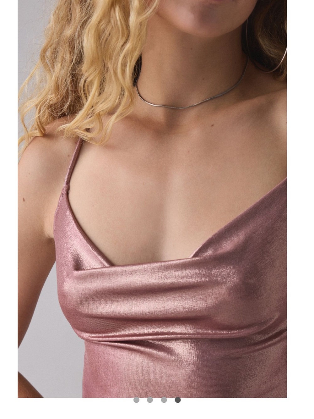 Urban Outfitters Melody Metallic Cowl Neck Strappy Back Mini Dress Rose Mauve - Picture 4 of 4